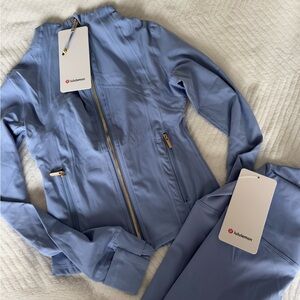 Lululemon NWT Define Jacket + Leggings Set Size 4 Blue